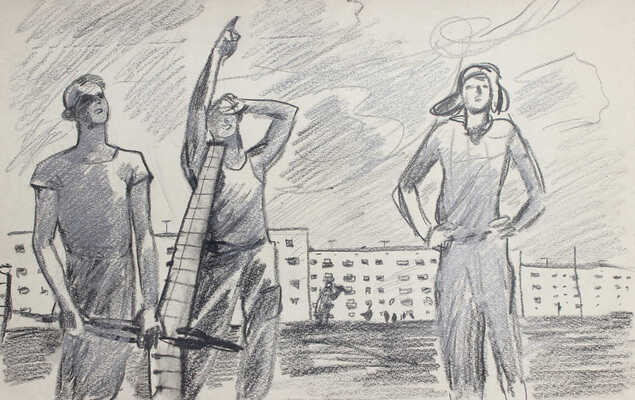 Агапов Игорь Александрович. Эскиз к картине «Планеристы» 